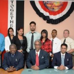 Permalink to: TTBS Certified Products! Back Row: Left to Right: Mr Rawdon Kanta Persad (Director, sales and operations, Island Roofing);
Mr. Mark Alfonso ( Finance Manager of Island Roofing); Ms Nalini Persaud (Marketing Manager, Varma Iron & Steel Co Ltd); Ms Hamalaya Hosein (General Manager, Roof Depot Limited); Mr Shiva Persaud (Operations Manager , Varma Iron & Steel Co Ltd); Ms Roanna Maraj (Marketing Coordinator, Roof Depot Limited ) ; Mr Stephen Bachan( Chemist, Trinidad Cement Limited ); Mr Michael Biaz (General Manager,Trinidad Match Limited); Mr Sheldon Viera (Production Manager , Trinidad Match Limited); Mr Keith London II (Marketing Officer TTBS)
Front Row: Left to Right: Mr Roland Williams (Standards Officer I, TTBS); Mr Theodore Reddock (Executive Director (Ag), TTBS); Dr Puran Bridgemohan (Chairman, TTBS); Mr Rodney Ramnath ( Head, Certification Division, TTBS) ; Ms Michelle Beharry ( Standards Officer II, TTBS)