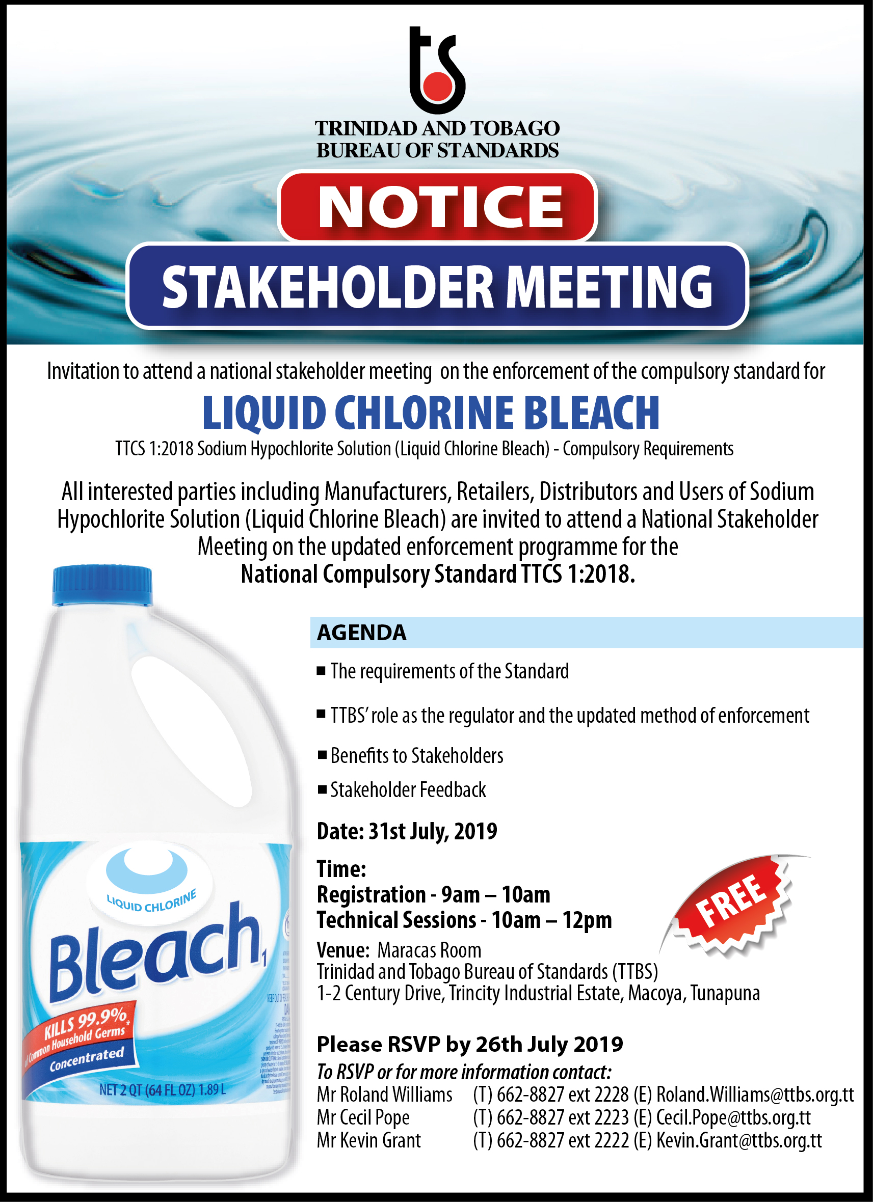 Stakeholder Meeting Liquid Chlorine Bleach TTBS