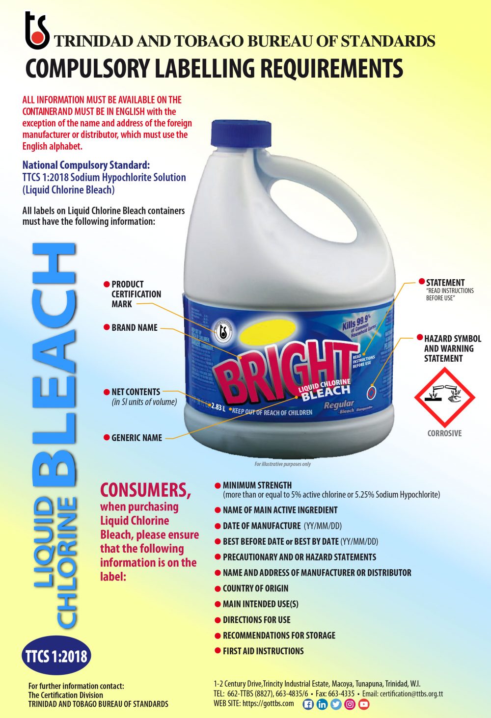 Compulsory Labelling Requirements for Liquid Chlorine Bleach TTBS