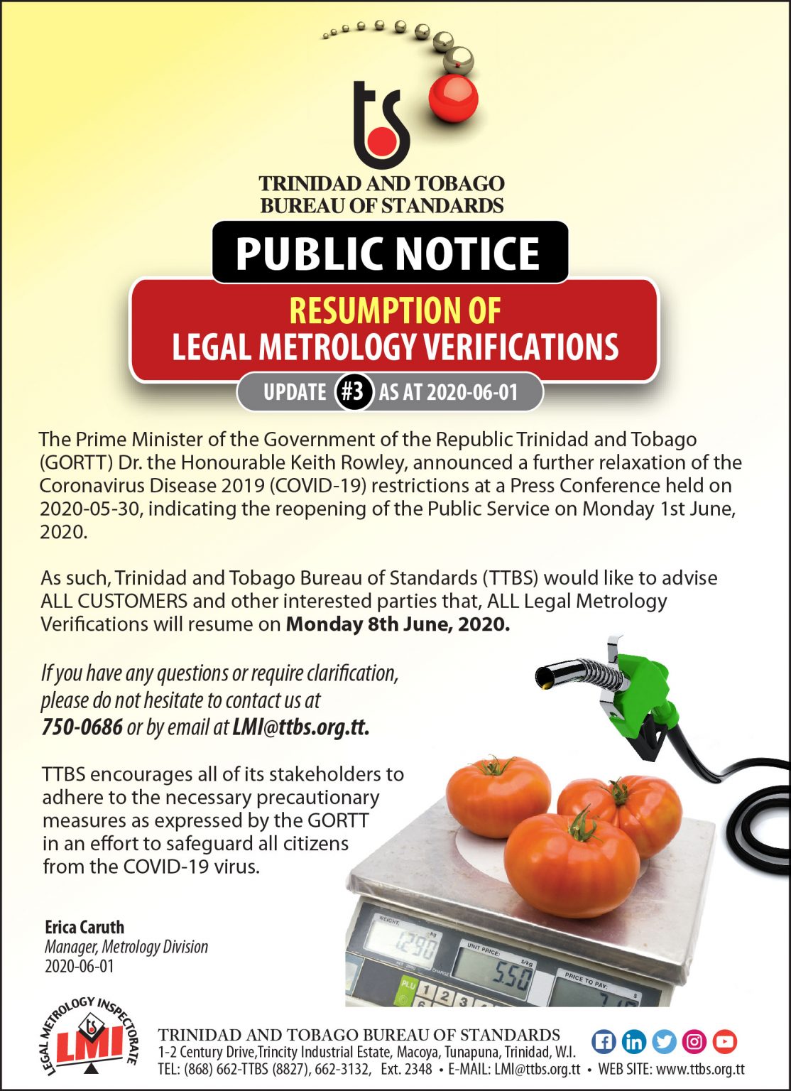 Resumption of Legal Metrology Verifications TTBS