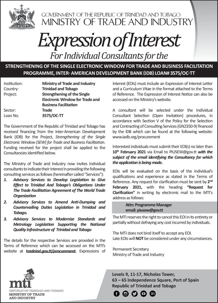 Expression Of Interest For Individual Consultants TTBS   Expression Of Interest Notice Advisory Services Individual Consultancies Page 001 737x1024 