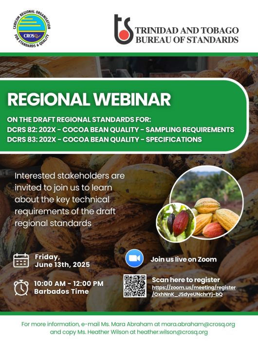 REGIONAL WEBINAR ON DRAFT CARICOM REGIONAL STANDARDS FOR COCOA BEANS