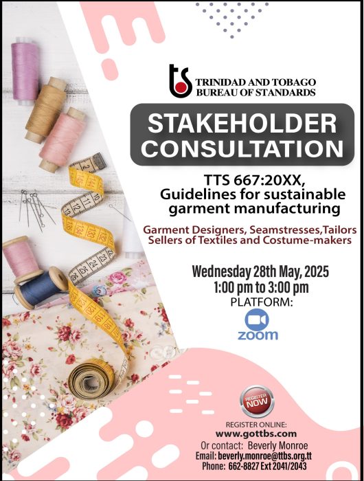 For Public Comment: Draft Trinidad & Tobago Voluntary Standard – PCTTS 667:20XX, Guidelines for Sustainable Garment Manufacturing