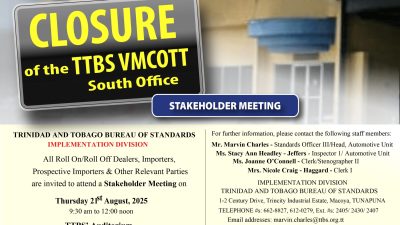 Closure of the TTBS VMCOTT South Office – Stakeholder Meeting