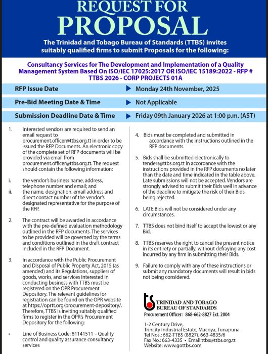 RFQ: Development and Implementation of a Quality Management System