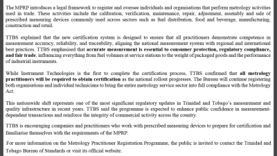 Press Release: TTBS Launches Mandatory National Certification For Metrology Practitioners